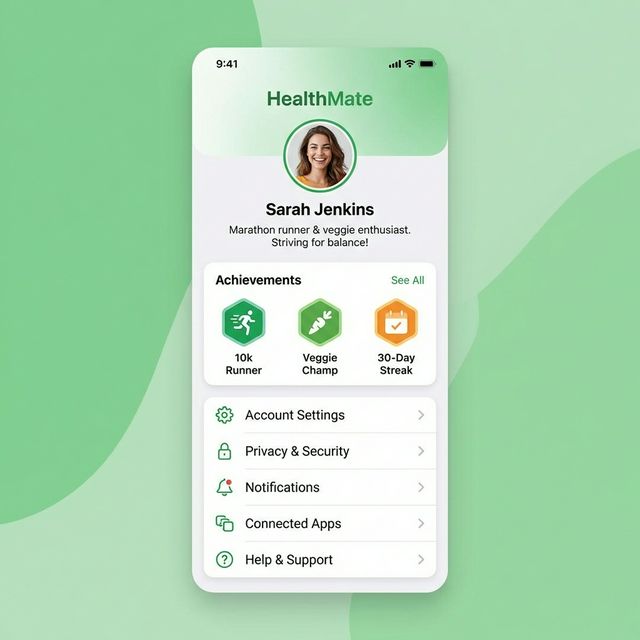 HealthMate User Profile and Stats Screen