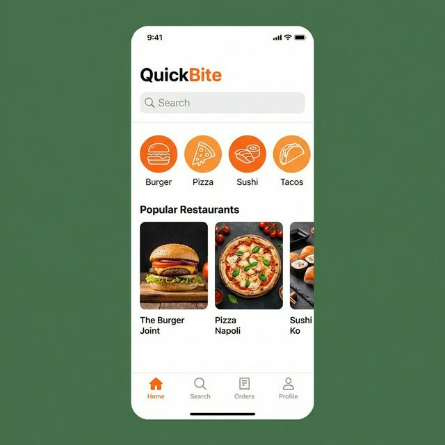 QuickBite Food Delivery App Home Screen